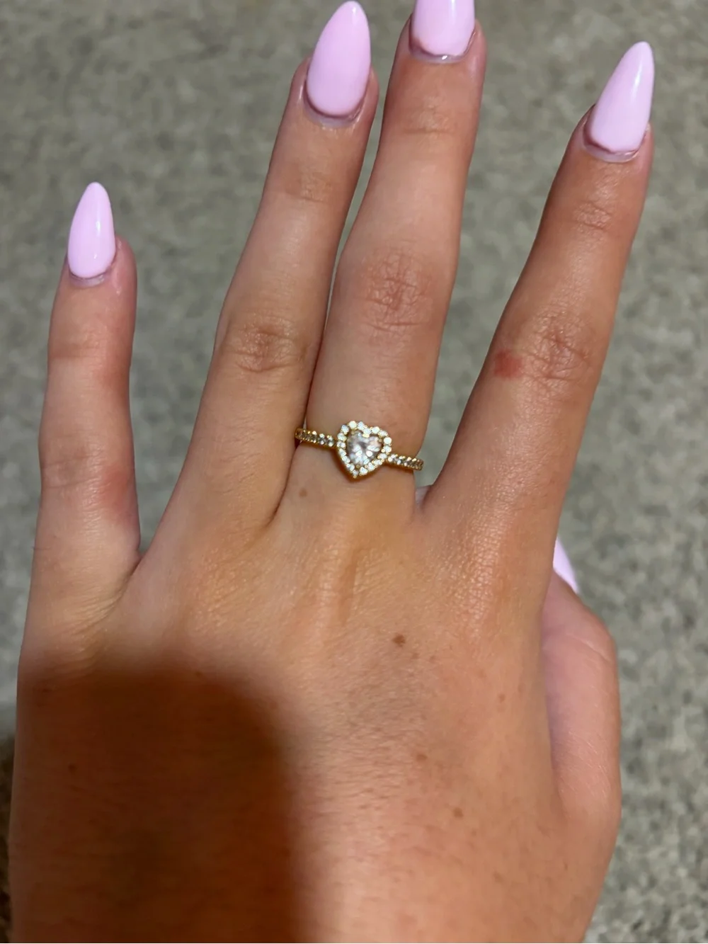 Pandora Gold Heart Halo Ring with White Stones